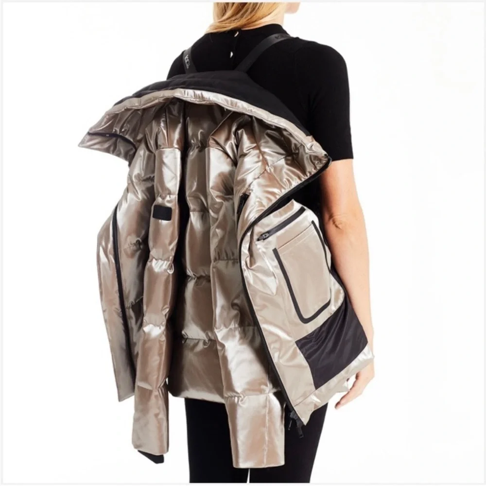TUMI Champagne Shine Winter Jacket. Lots of functionality to this jacket. NWOT - Picture 2 of 7